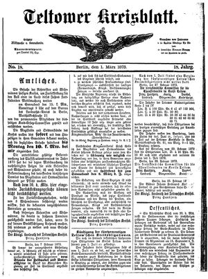 Teltower Kreisblatt on Mar 1, 1873