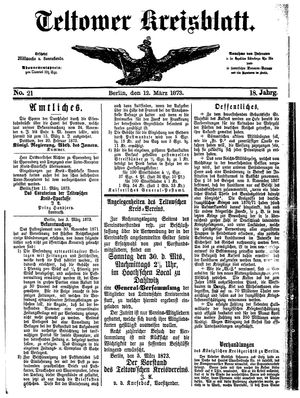 Teltower Kreisblatt vom 12.03.1873