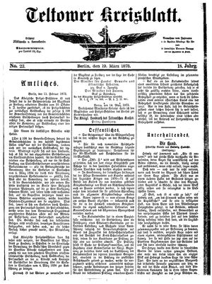 Teltower Kreisblatt vom 19.03.1873