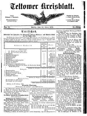Teltower Kreisblatt vom 26.03.1873