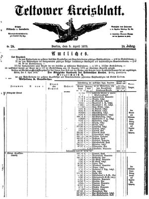 Teltower Kreisblatt on Apr 5, 1873