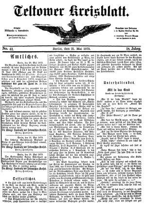 Teltower Kreisblatt on May 21, 1873