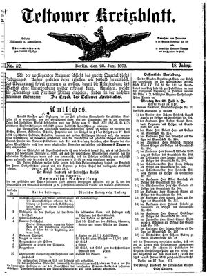 Teltower Kreisblatt on Jun 28, 1873