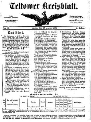 Teltower Kreisblatt vom 27.08.1873