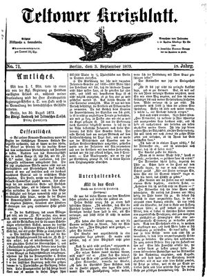 Teltower Kreisblatt vom 03.09.1873