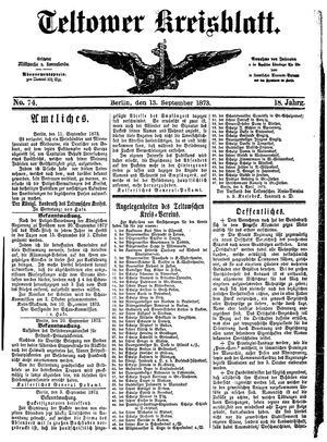 Teltower Kreisblatt on Sep 13, 1873