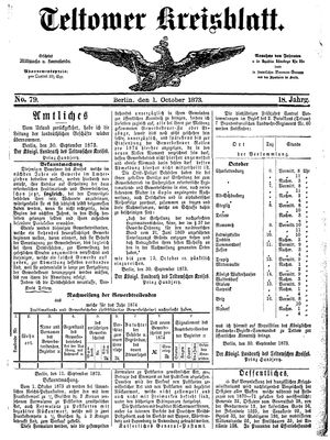 Teltower Kreisblatt on Oct 1, 1873