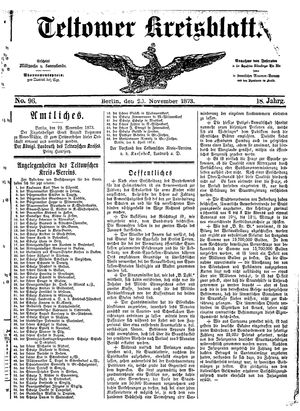 Teltower Kreisblatt vom 29.11.1873