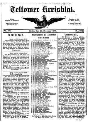 Teltower Kreisblatt vom 20.12.1873