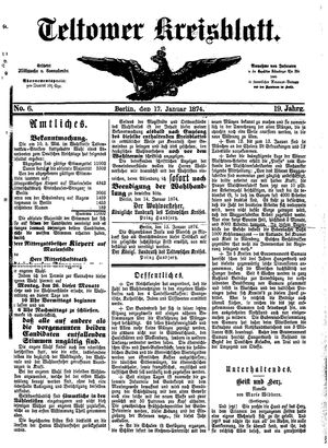Teltower Kreisblatt vom 17.01.1874