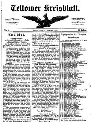 Teltower Kreisblatt vom 21.01.1874