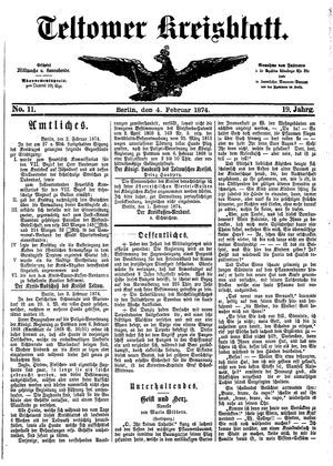 Teltower Kreisblatt vom 04.02.1874