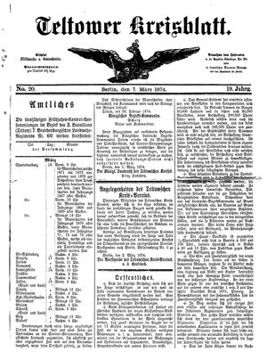 Teltower Kreisblatt vom 07.03.1874