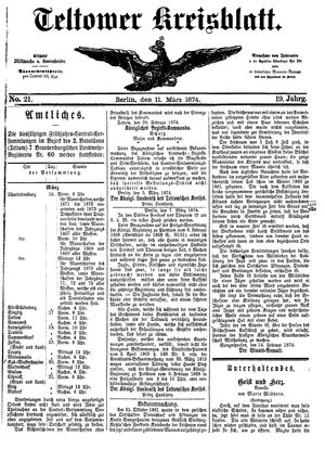 Teltower Kreisblatt vom 11.03.1874