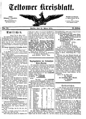 Teltower Kreisblatt vom 21.03.1874