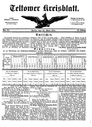 Teltower Kreisblatt vom 25.03.1874