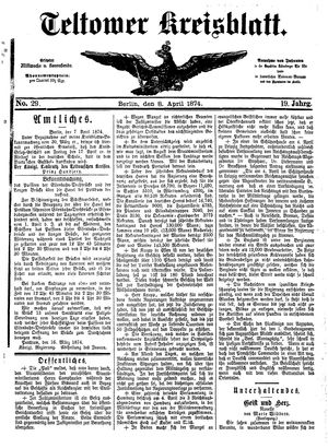 Teltower Kreisblatt on Apr 8, 1874