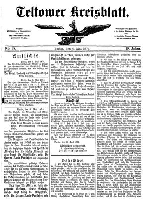 Teltower Kreisblatt vom 09.05.1874