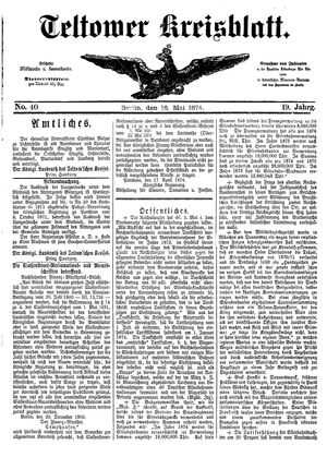 Teltower Kreisblatt vom 16.05.1874