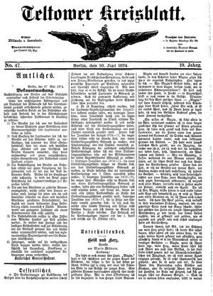 Teltower Kreisblatt on Jun 10, 1874