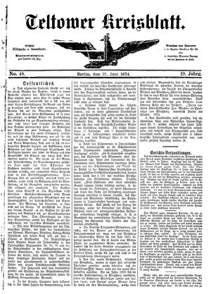 Teltower Kreisblatt vom 13.06.1874