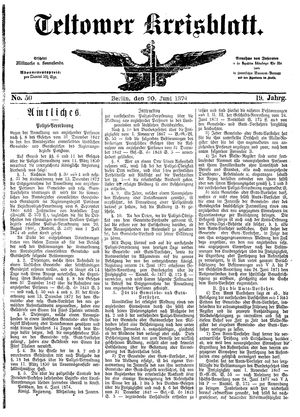 Teltower Kreisblatt vom 20.06.1874