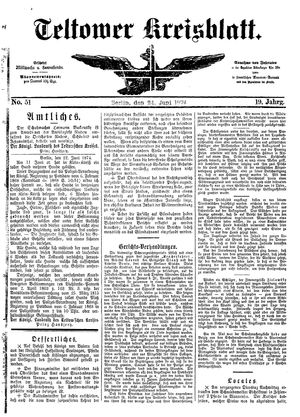 Teltower Kreisblatt vom 24.06.1874