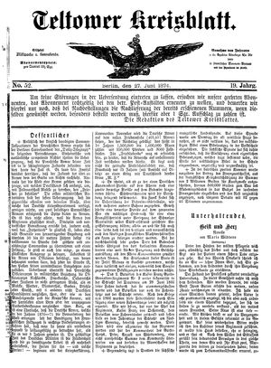 Teltower Kreisblatt on Jun 27, 1874