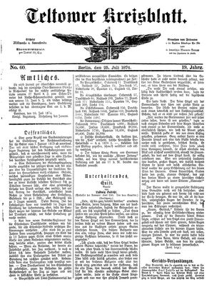 Teltower Kreisblatt vom 25.07.1874