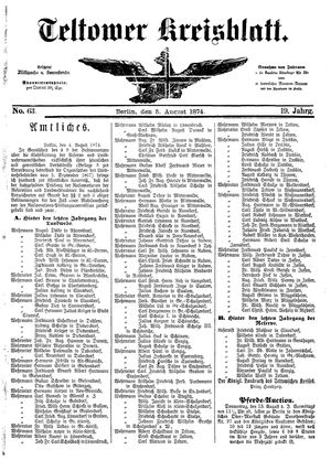 Teltower Kreisblatt vom 05.08.1874