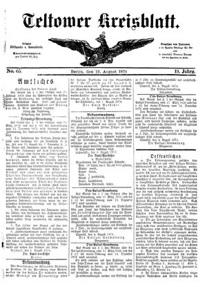 Teltower Kreisblatt vom 12.08.1874