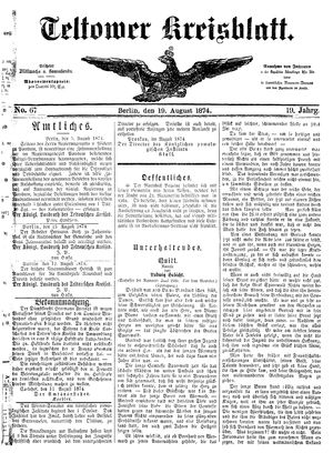 Teltower Kreisblatt vom 19.08.1874