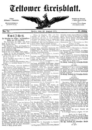 Teltower Kreisblatt vom 29.08.1874