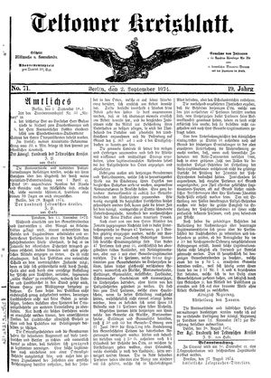 Teltower Kreisblatt vom 02.09.1874