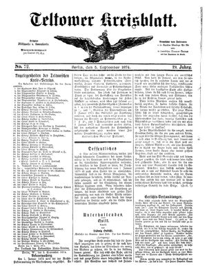Teltower Kreisblatt vom 05.09.1874