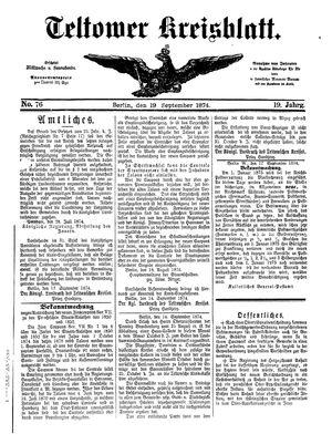 Teltower Kreisblatt vom 19.09.1874