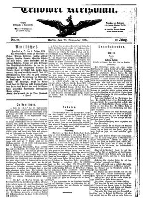 Teltower Kreisblatt vom 28.11.1874