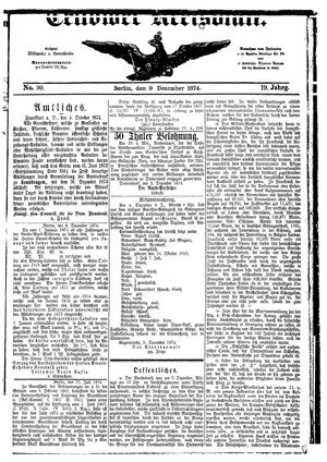 Teltower Kreisblatt vom 09.12.1874