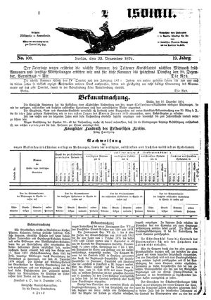 Teltower Kreisblatt vom 23.12.1874