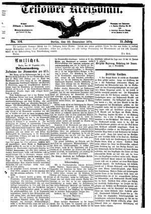Teltower Kreisblatt vom 30.12.1874