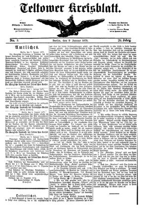 Teltower Kreisblatt on Jan 9, 1875