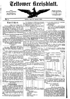 Teltower Kreisblatt vom 16.01.1875
