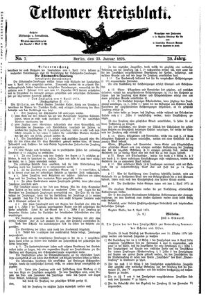 Teltower Kreisblatt vom 23.01.1875