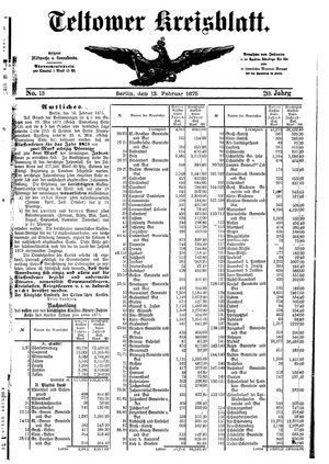 Teltower Kreisblatt on Feb 13, 1875