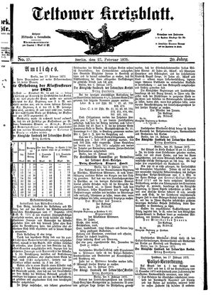 Teltower Kreisblatt vom 27.02.1875