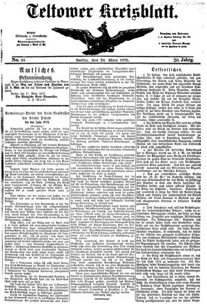 Teltower Kreisblatt vom 24.03.1875