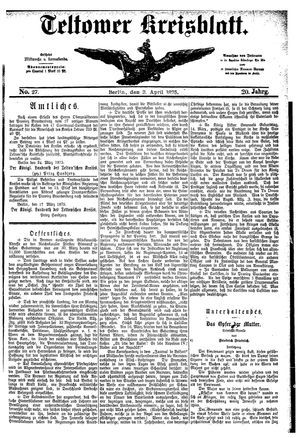 Teltower Kreisblatt vom 03.04.1875