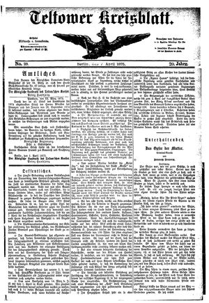 Teltower Kreisblatt vom 07.04.1875