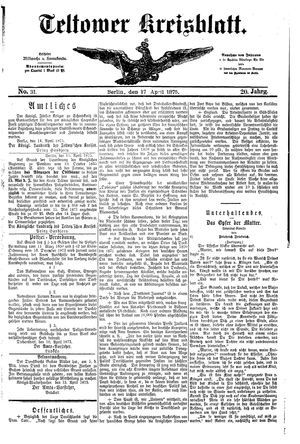 Teltower Kreisblatt vom 17.04.1875