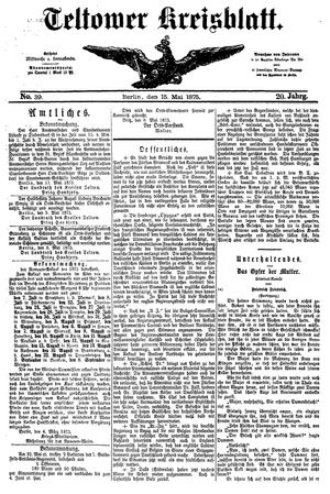 Teltower Kreisblatt on May 15, 1875